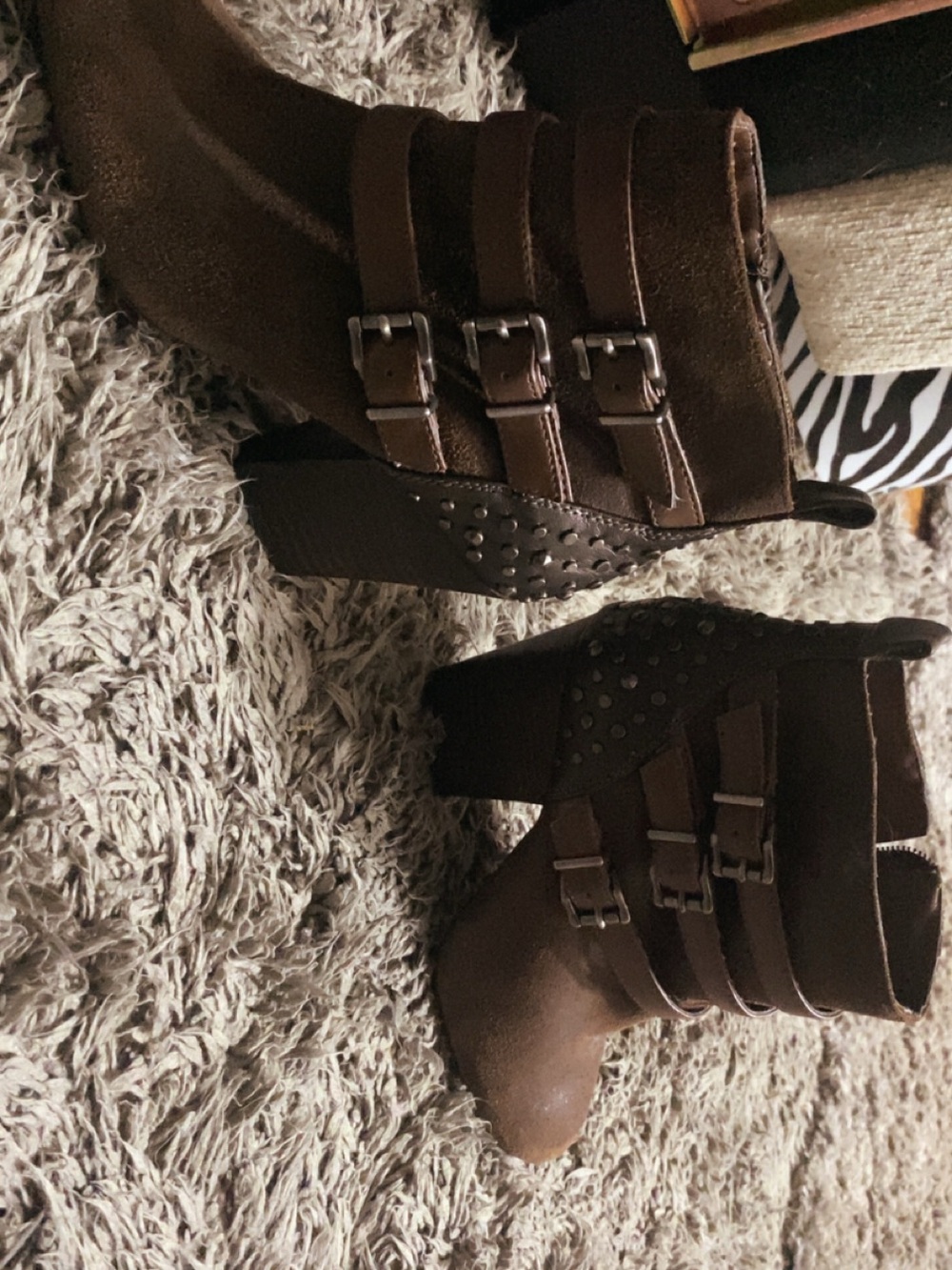 Jessica Simpson Dark Brown Suede Buckle Ankle Booties